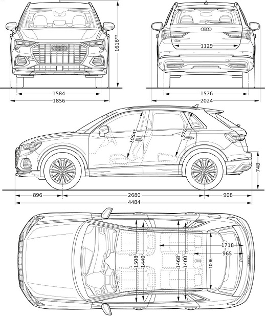 אודי Q3 - דור שני - מידות אודי Q3 - דור שני - מידות